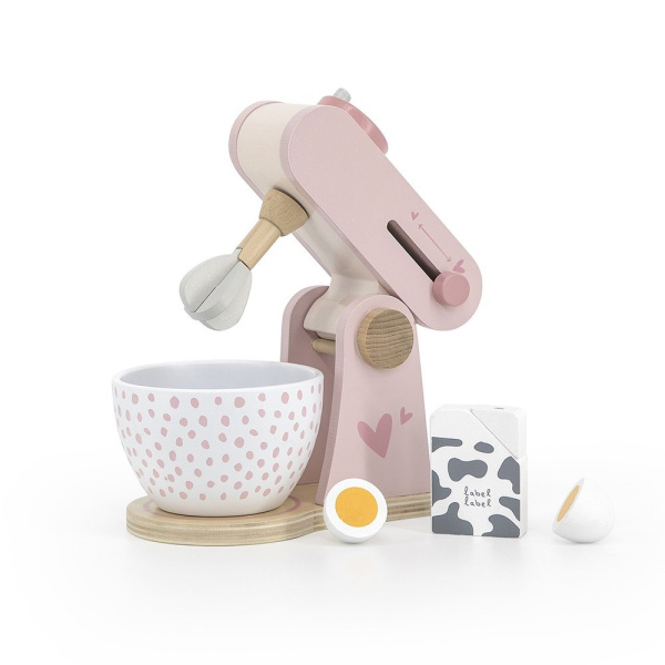 Robot cuisine en bois - rose Label label