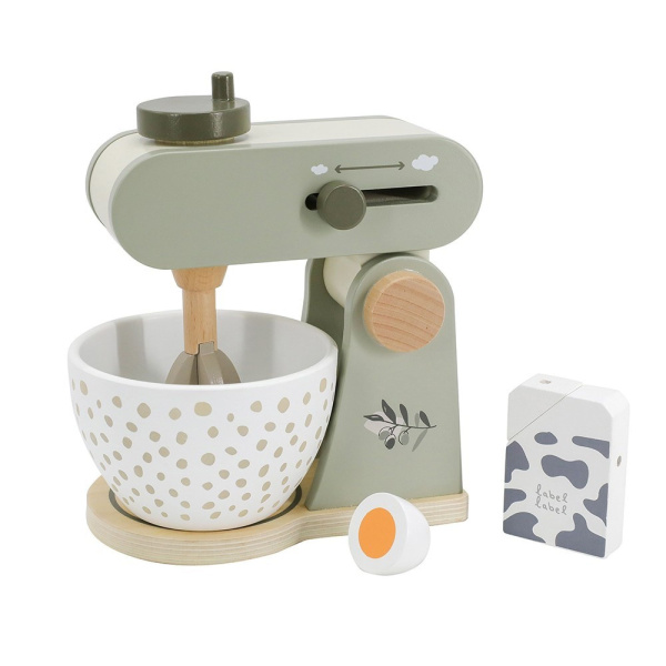 Robot cuisine en bois - vert olive Label label