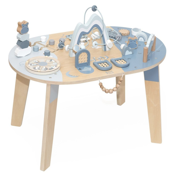 Table d'activités en bois - bleu Label label