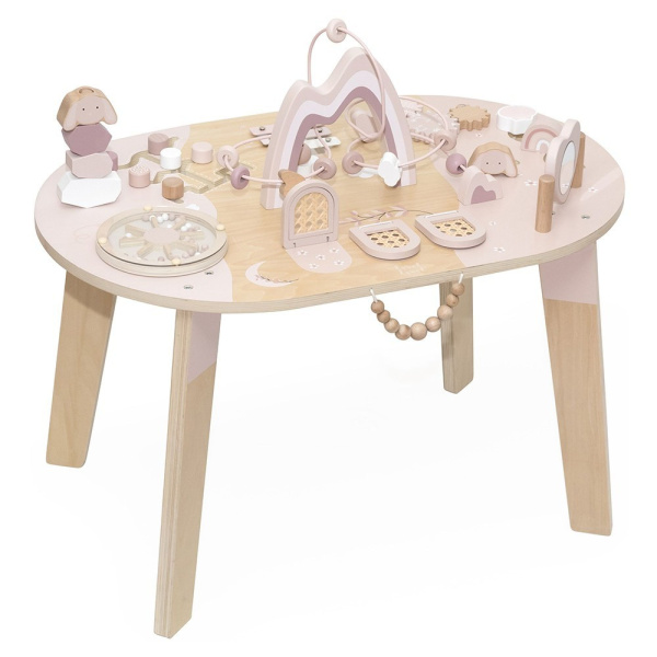 Table d'activités en bois - rose Label label