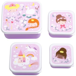 Lot de 4 boîtes à goûter princesses A little lovely company