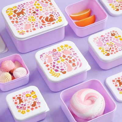 Lot de 4 boîtes à goûter fleurs du jardin