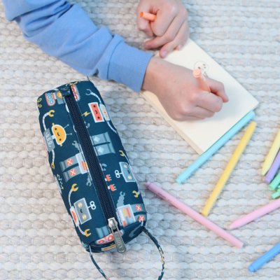 Trousse scolaire enfant avec poignée robots