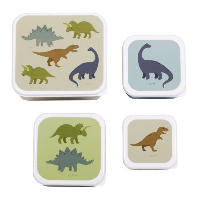 Lot de 4 boîtes à goûter dinosaures