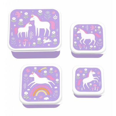 Lot de 4 boîtes à goûter rêves de licorne