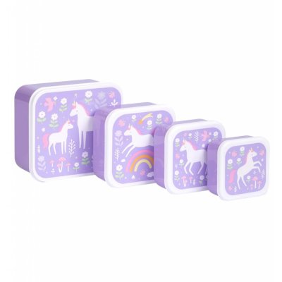 Lot de 4 boîtes à goûter rêves de licorne
