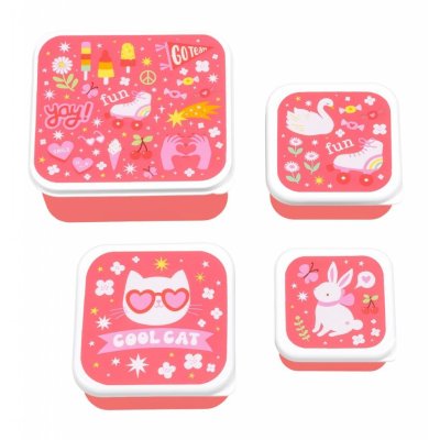 Lot de 4 boîtes à goûter fun