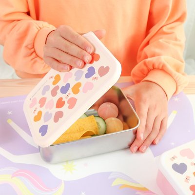 Lunch box enfant en acier inoxydable cœurs