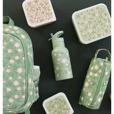 Gourde isotherme enfant 350 ml fleurs vertes