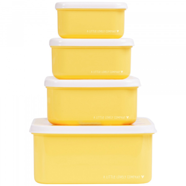 Lot de 4 boîtes à goûter amis de la forêt vert A little lovely company