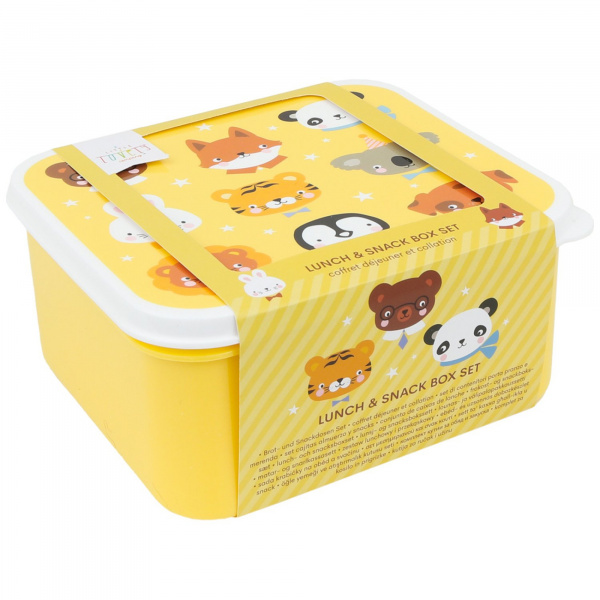 Lot de 4 boîtes à goûter amis de la forêt vert A little lovely company