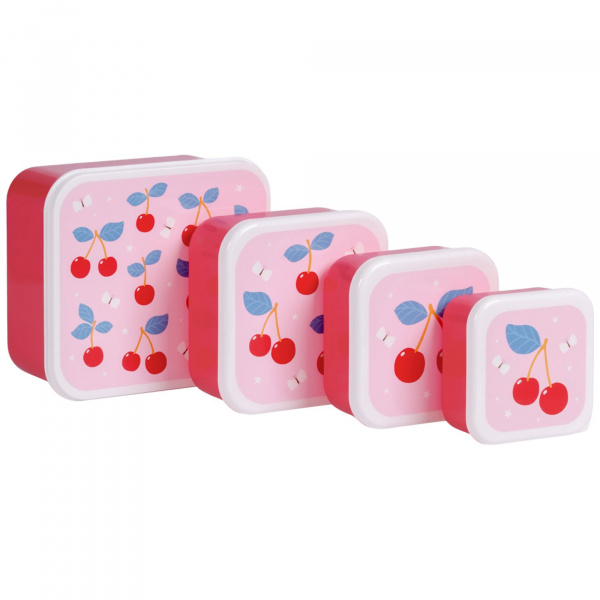 Lot de 4 boîtes à goûter amis de la forêt vert A little lovely company