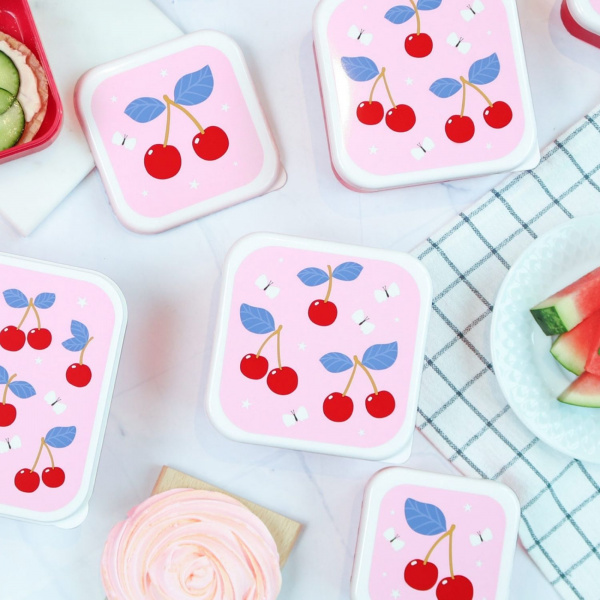 Lot de 4 boîtes à goûter amis de la forêt vert A little lovely company