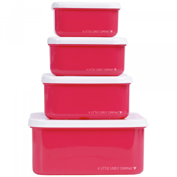 Lot de 4 boîtes à goûter amis de la forêt vert A little lovely company