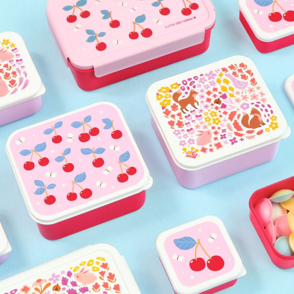 Lot de 4 boîtes à goûter amis de la forêt vert A little lovely company