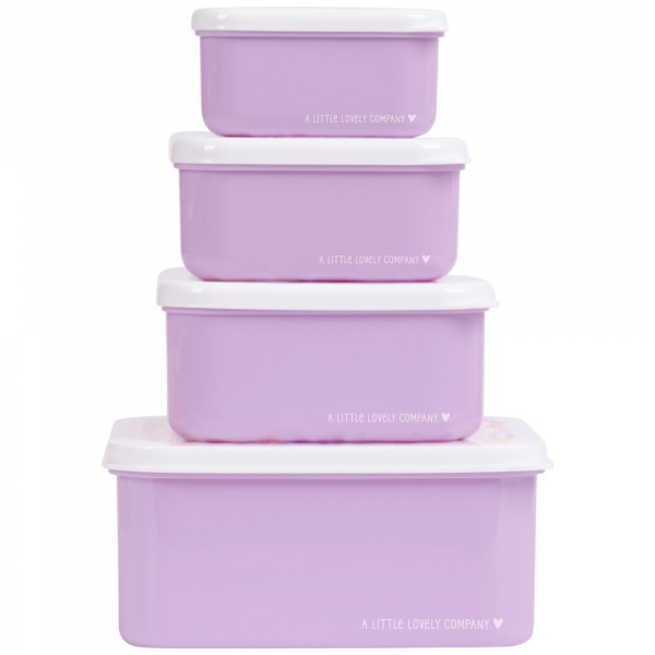 Lot de 4 boîtes à goûter amis de la forêt vert A little lovely company