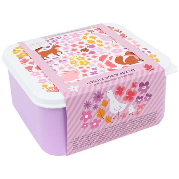 Lot de 4 boîtes à goûter amis de la forêt vert A little lovely company