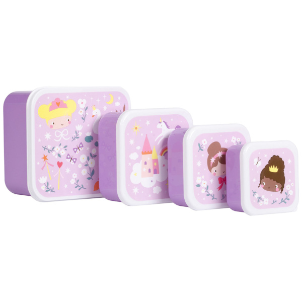 Lot de 4 boîtes à goûter princesses A little lovely company