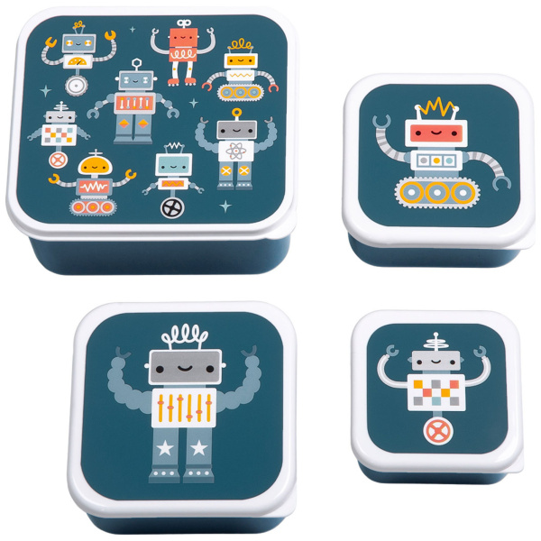Lot de 4 boîtes à goûter robots A little lovely company