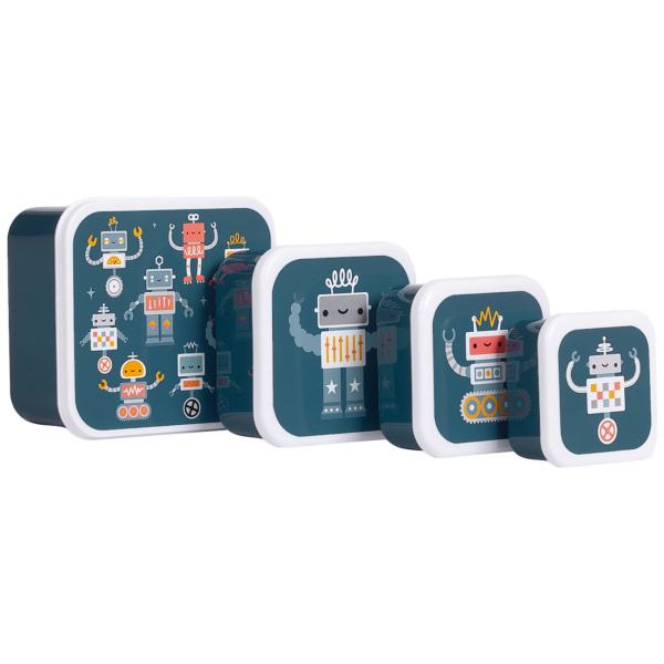 Lot de 4 boîtes à goûter robots A little lovely company