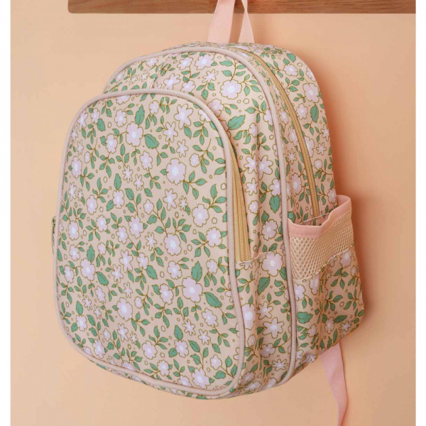 Sac à dos enfant isotherme fleurs sauge A little lovely company
