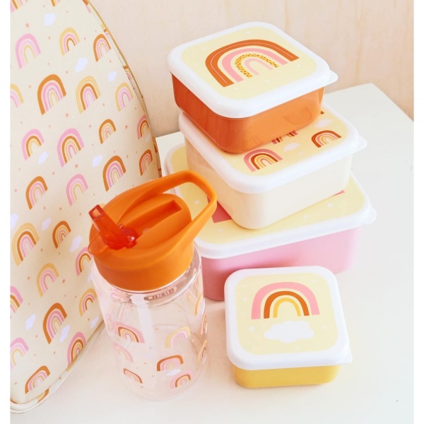 Lot de 4 boîtes à goûter amis de la forêt vert A little lovely company