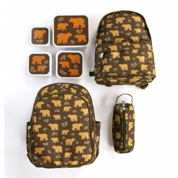 Lot de 4 boîtes à goûter amis de la forêt vert A little lovely company