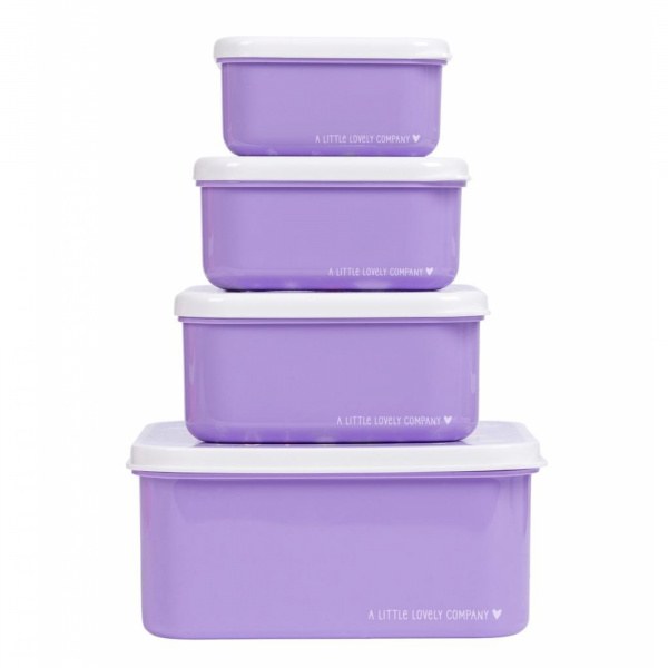 Lot de 4 boîtes à goûter amis de la forêt vert A little lovely company