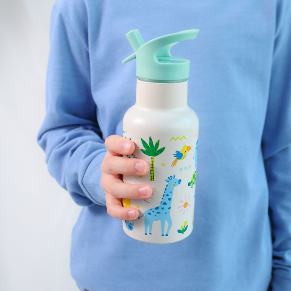 Gourde isotherme enfant 350 ml fleurs vertes A little lovely company