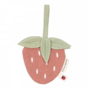 Doudou attache-tétine en gaze de coton - fraise Little dutch