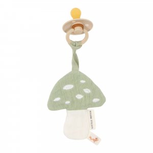 Doudou attache-tétine en gaze de coton - champignon Little dutch