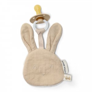 Doudou attache-tétine en gaze de coton - lapin Little dutch
