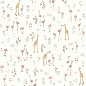 Papier peint intissé - blooming safari - 52 cm x 10 m Little dutch