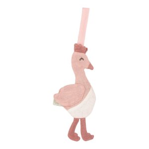 Doudou attache-tétine en gaze de coton flamant rose - safari friends Little dutch