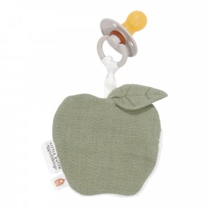 Doudou attache-tétine en gaze de coton pomme - pure olive Little dutch