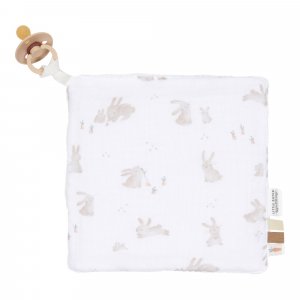 Doudou attache-tétine en gaze de coton - baby bunny Little dutch