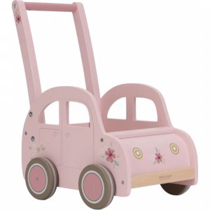 Chariot voiture en bois fsc - rose Little dutch