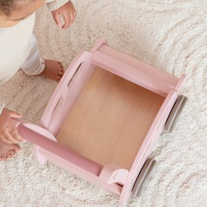 Chariot voiture en bois fsc - rose Little dutch