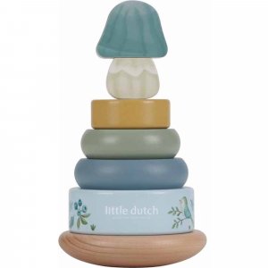 Tour d'anneaux à empiler en bois fsc - forest friends Little dutch