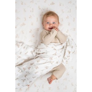 Langes xl en gaze de coton - baby bunny - 120 x 120 cm Little dutch