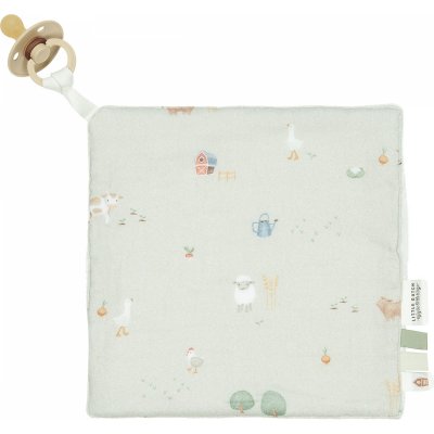 Doudou attache-tétine en gaze de coton - little farm