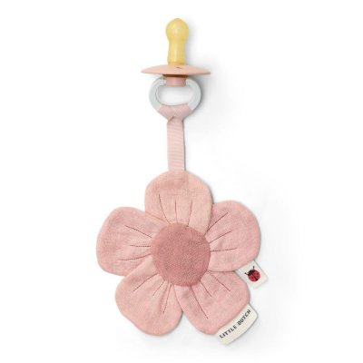 Doudou attache-tétine en gaze de coton fleur - fairy garden
