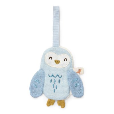 Doudou attache-tétine en gaze de coton chouette - forest friends