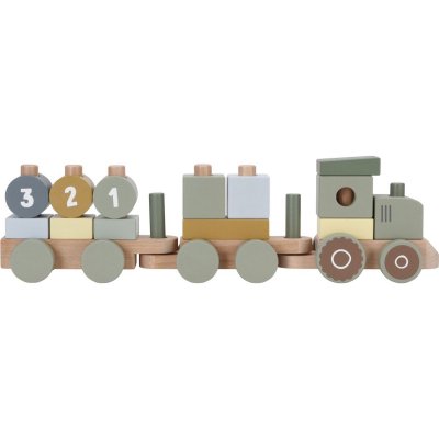 Train à blocs en bois fsc, tracteur - little farm