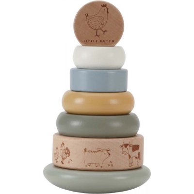 Tour d'anneaux à empiler en bois fsc - little farm