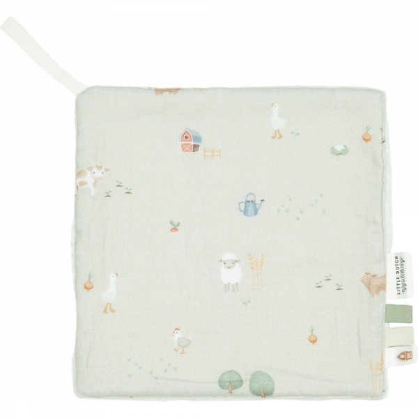 Doudou attache-tétine en gaze de coton - little farm Little dutch