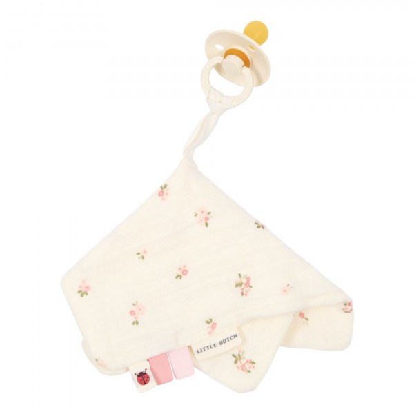Doudou attache-tétine en gaze de coton - fairy blossom Little dutch