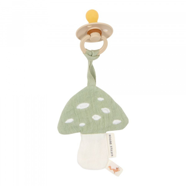 Doudou attache-tétine en gaze de coton - champignon Little dutch