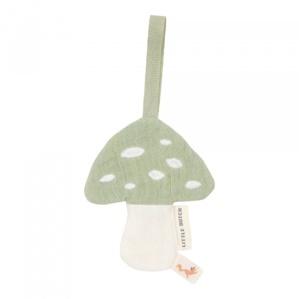 Doudou attache-tétine en gaze de coton - champignon Little dutch