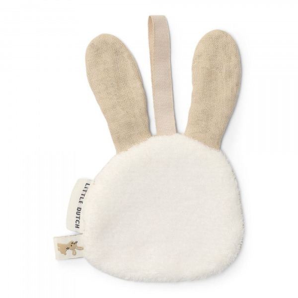 Doudou attache-tétine en gaze de coton - lapin Little dutch